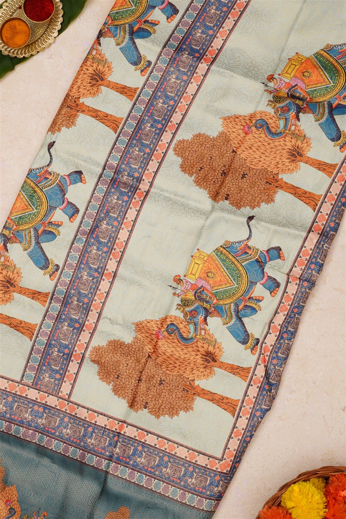 Fancy Soft Silk Light Blue Saree