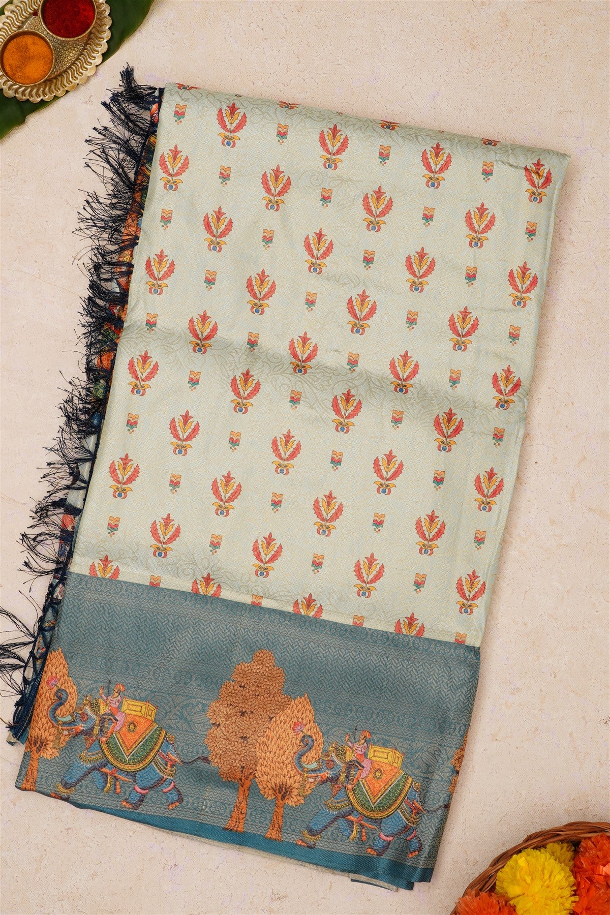 Fancy Soft Silk Light Blue Saree