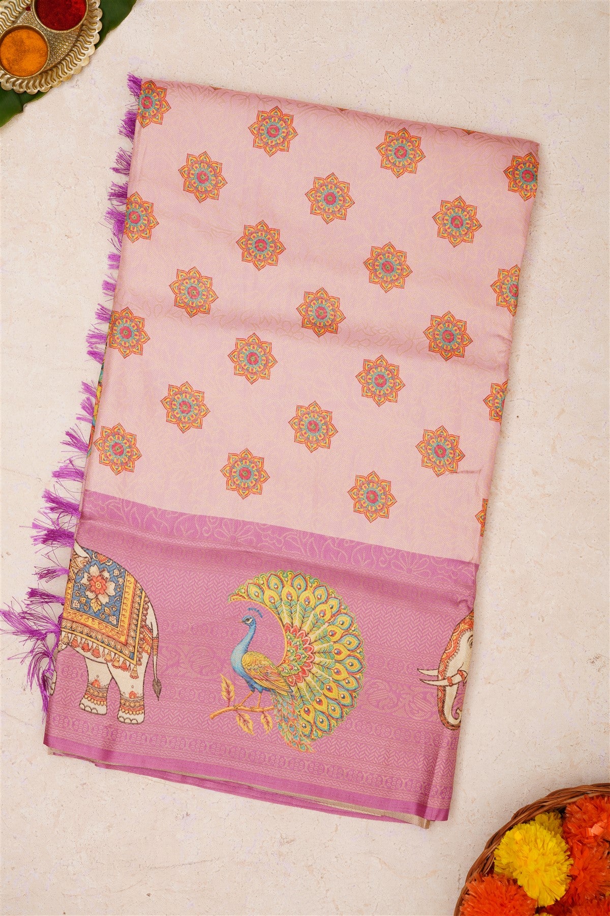 Fancy Soft Silk Light Pink Saree
