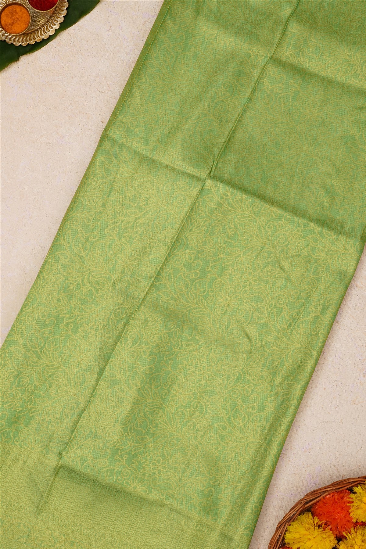 Fancy Soft Silk Pista Green Saree