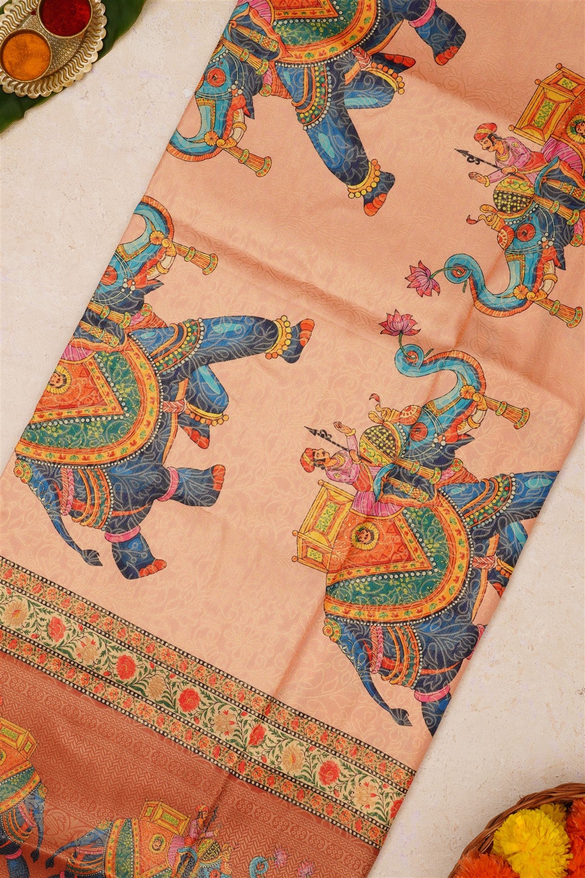 Fancy Soft Silk Light Peach Saree