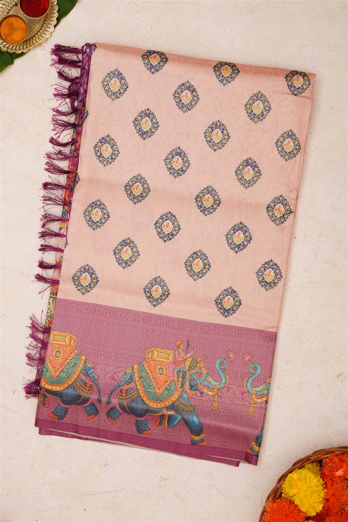 Fancy Soft Silk Light Pink Saree