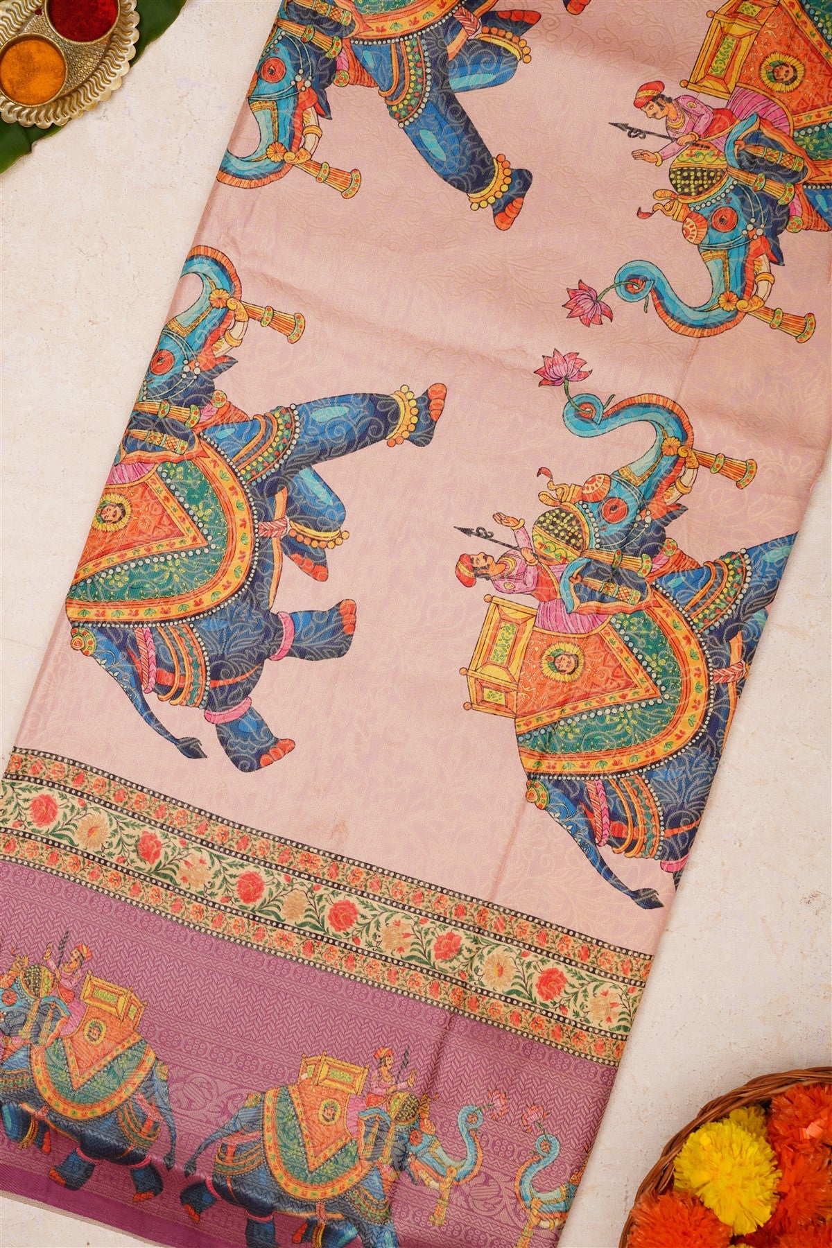 Fancy Soft Silk Light Pink Saree