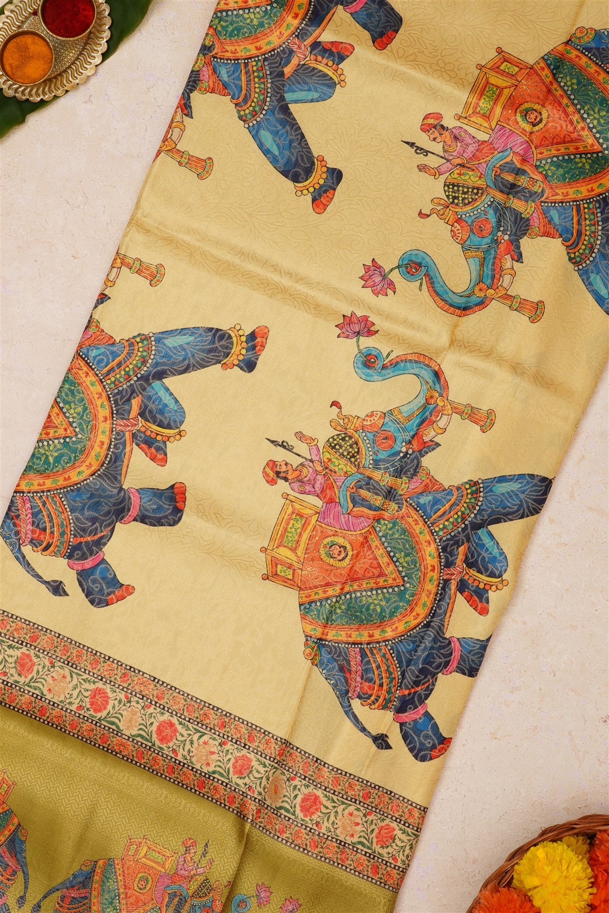 Fancy Soft Silk Light Yellow Saree