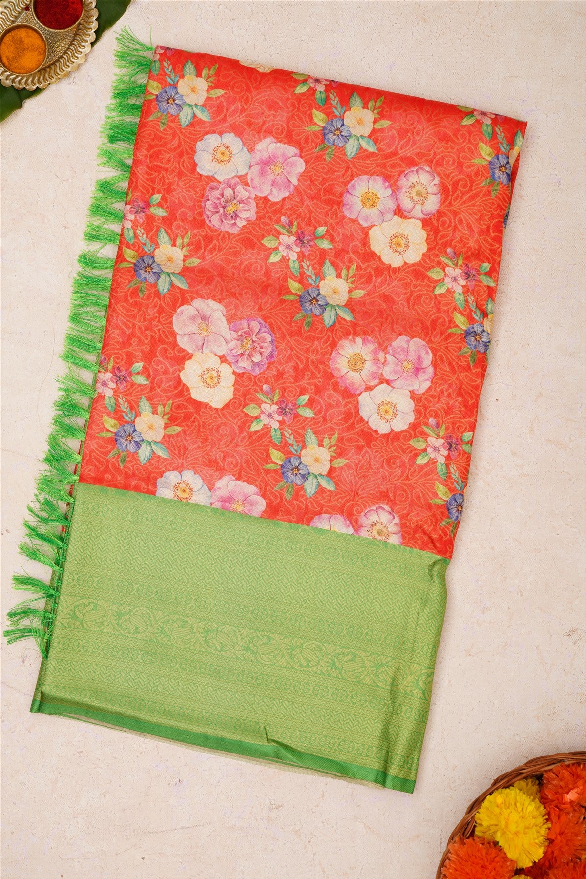 Fancy Soft Silk Red Saree