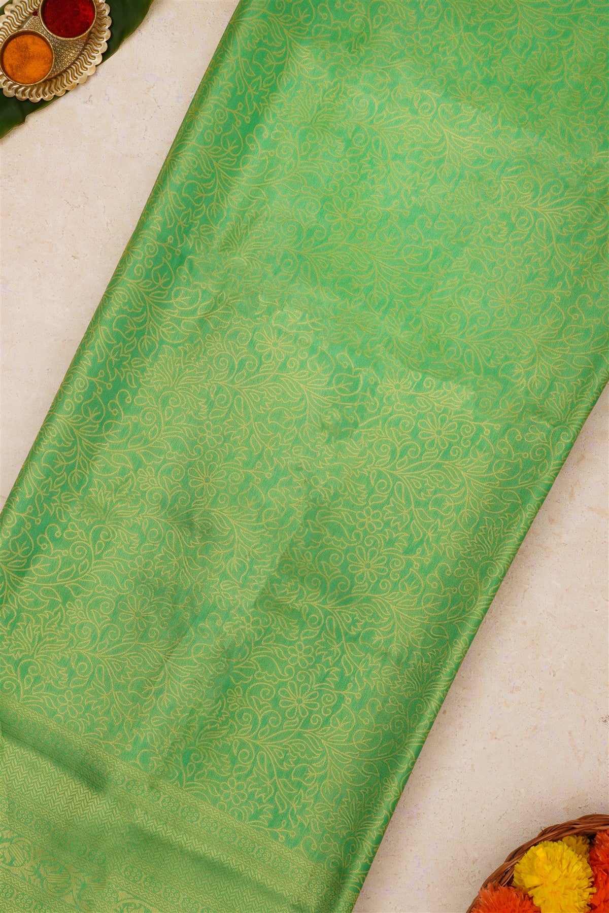 Fancy Soft Silk Light Green Saree