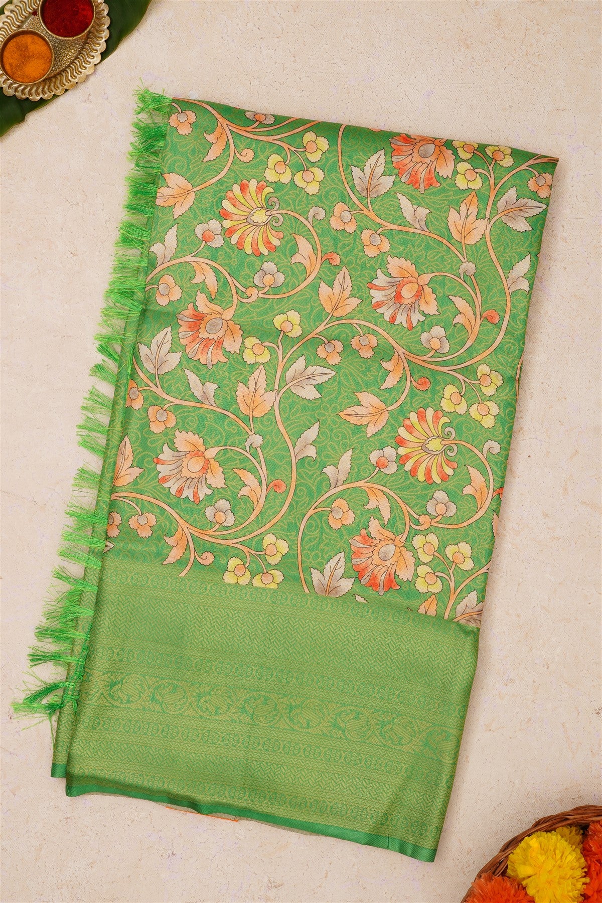 Fancy Soft Silk Light Green Saree