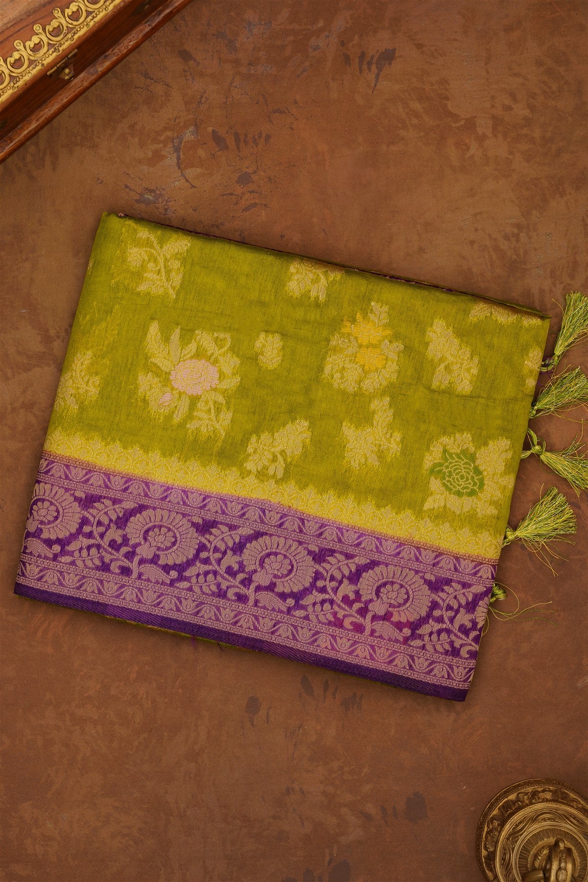Banarasi Silk Olive Green Saree