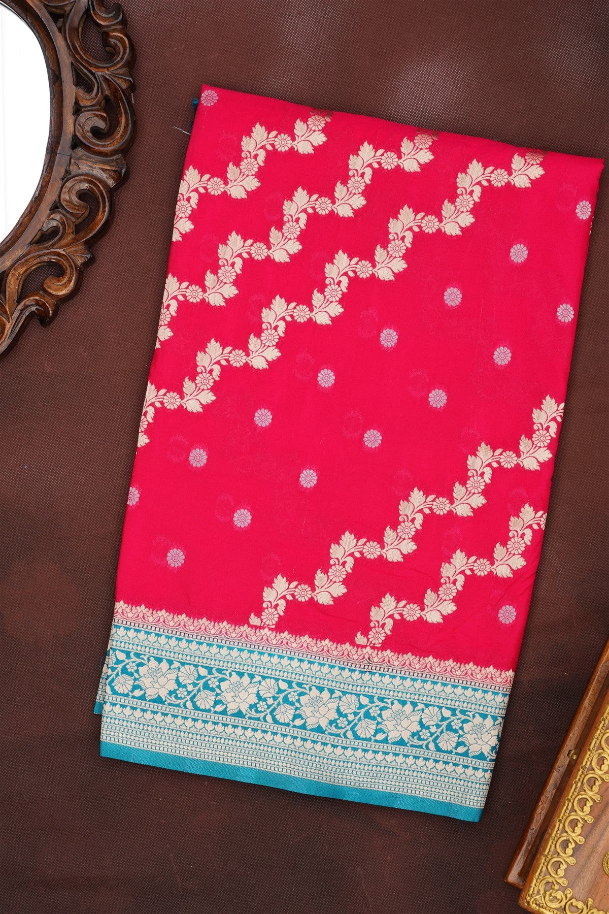 Banarasi Viscose Georgette Dark Pink Saree