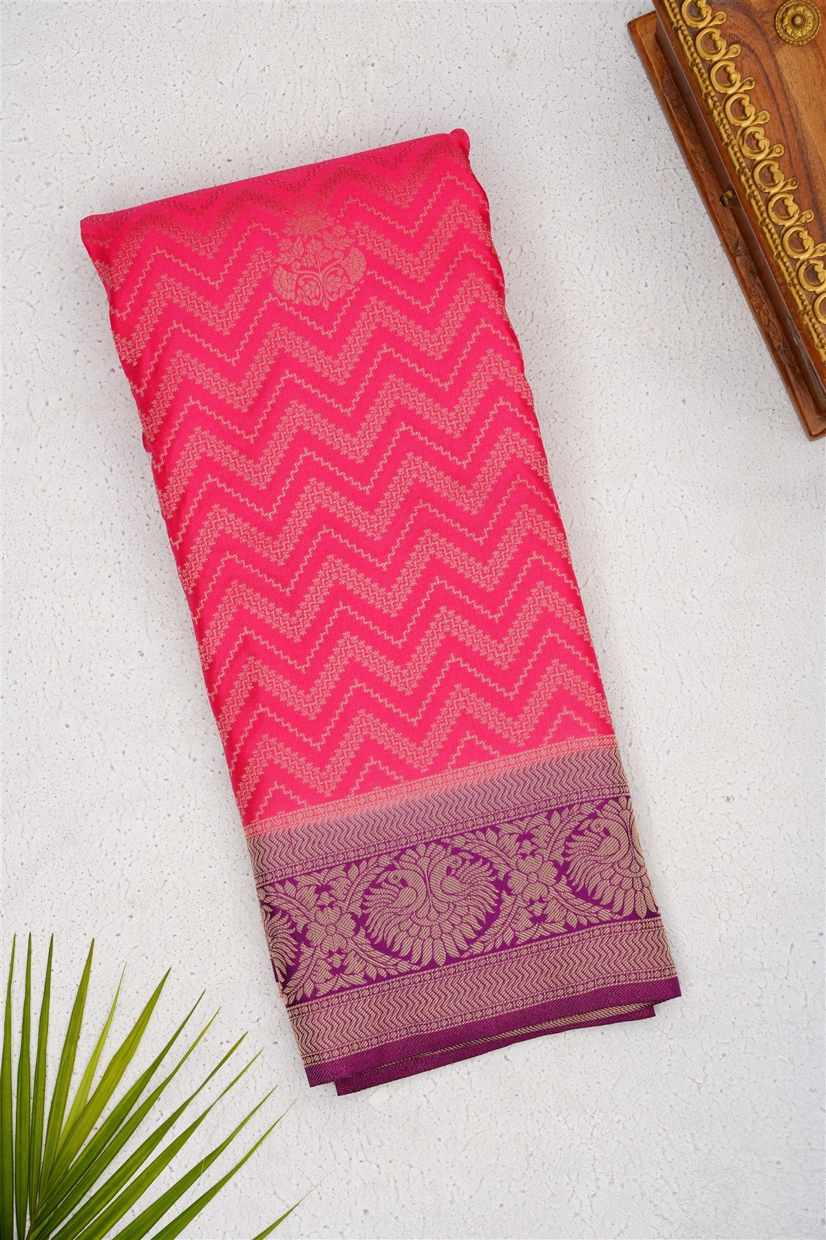 Banarasi Mashru Dark Pink Saree
