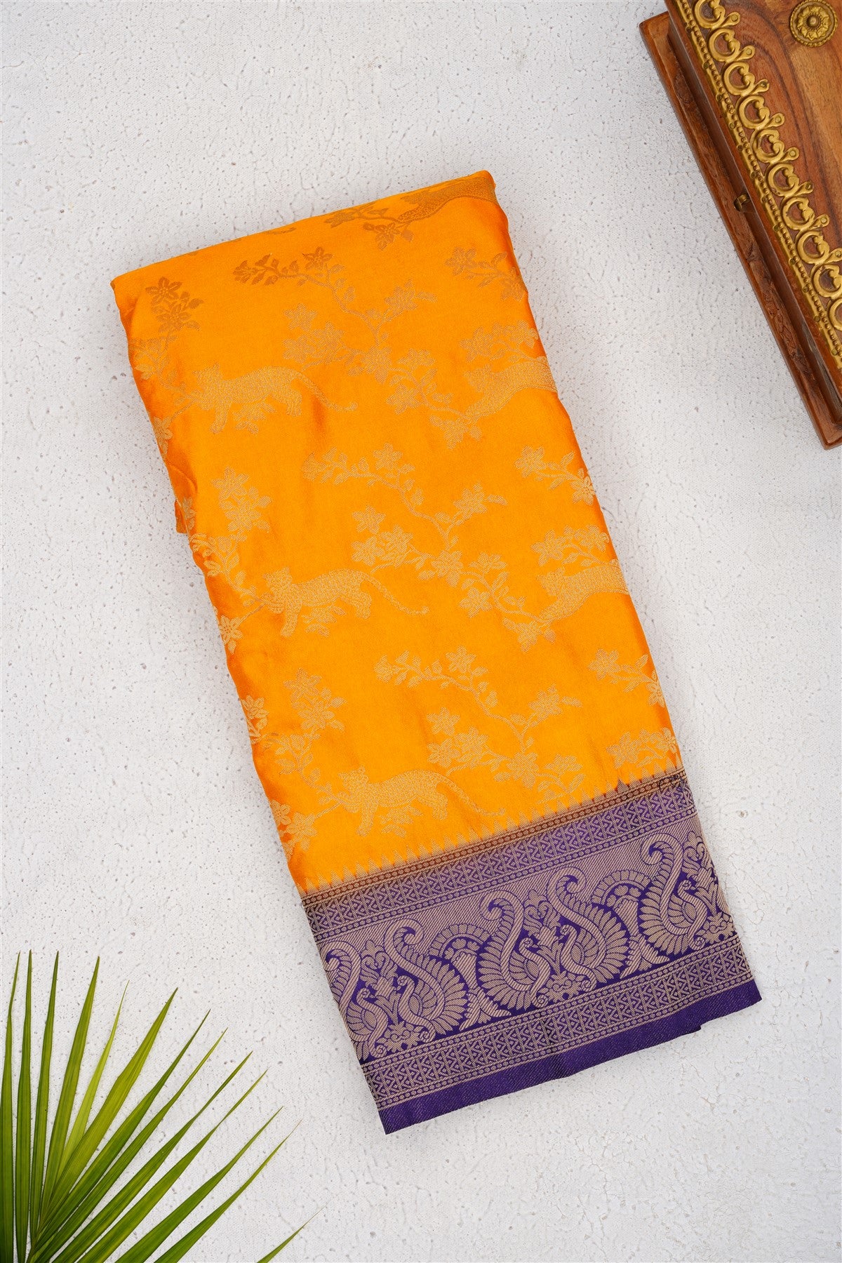 Banarasi Mashru Yellow Saree