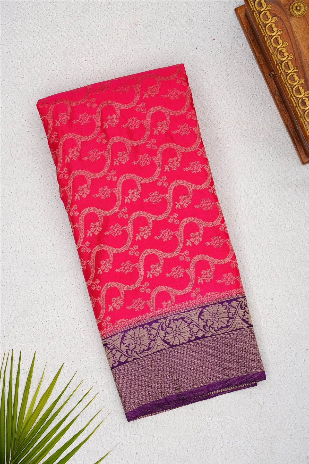Banarasi Mashru Dark Pink Saree