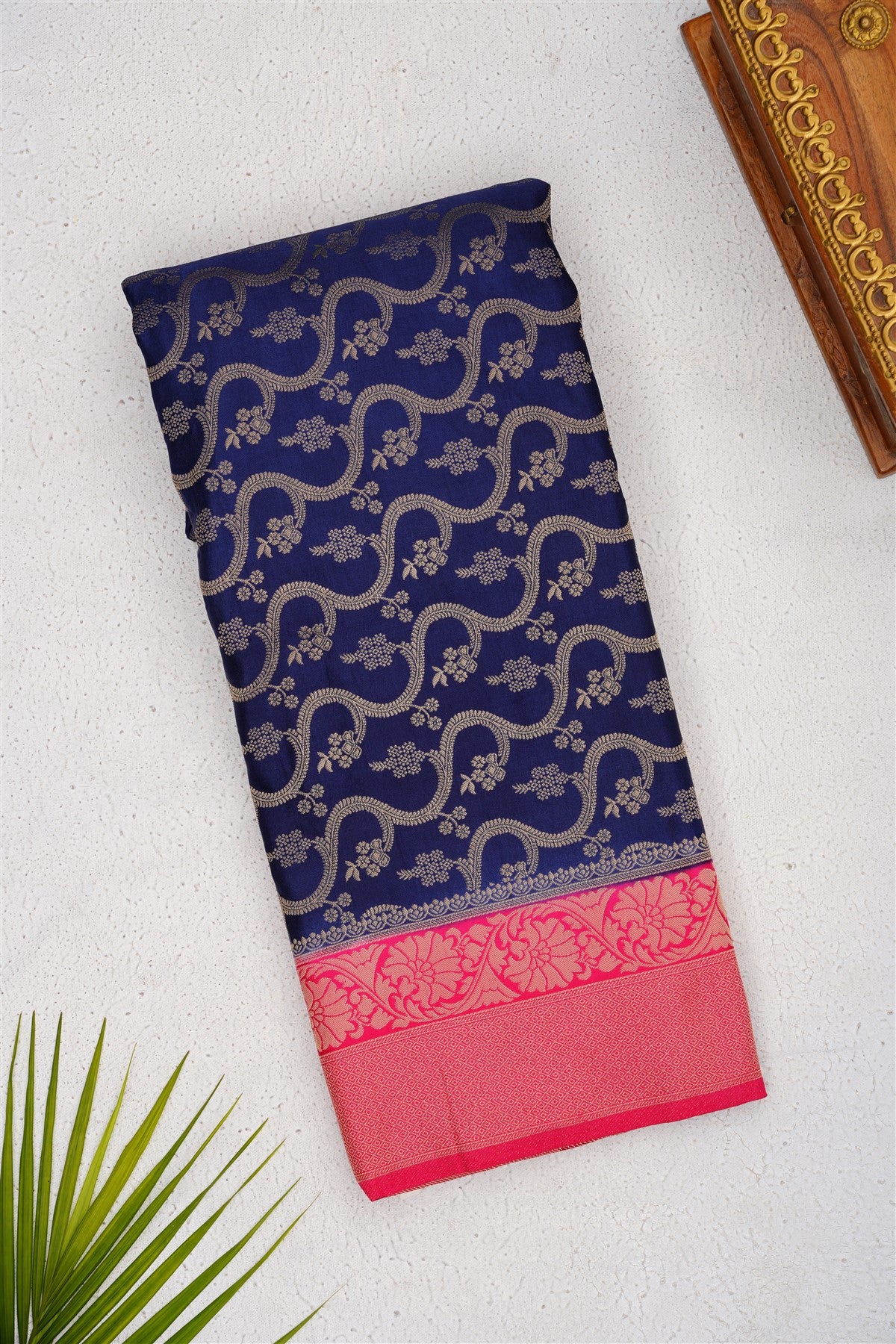 Banarasi Mashru Navy Blue Saree