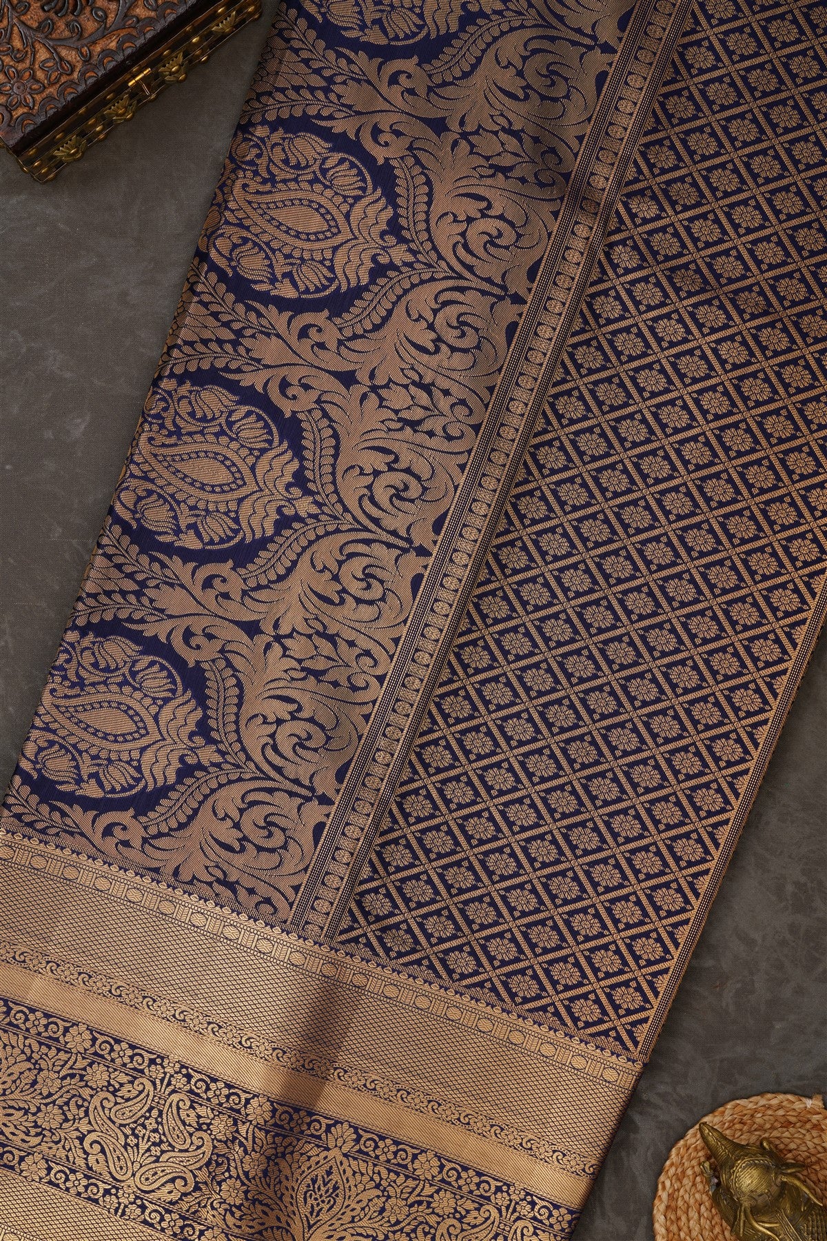 Semi Kanchipuram Silk Blend Pink Saree