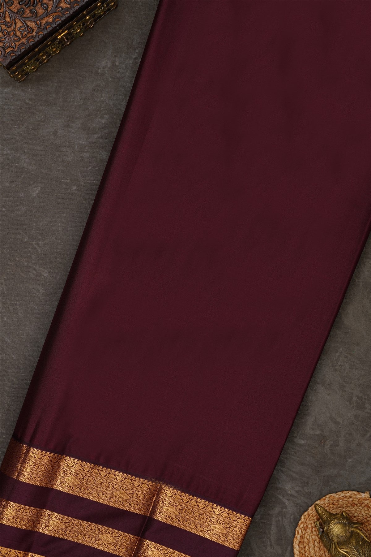 Semi Kanchipuram Silk Blend Rama Green Saree