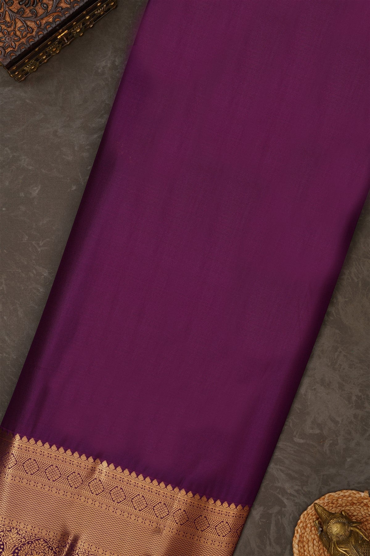 Semi Kanchipuram Silk Blend Yellow Saree