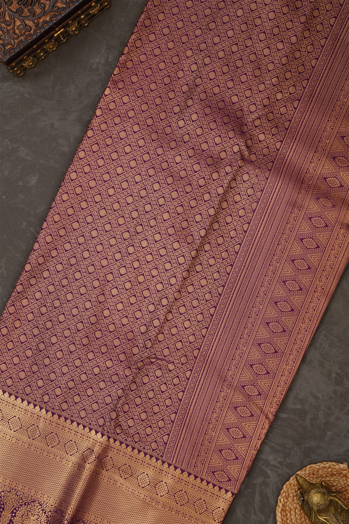 Semi Kanchipuram Silk Blend Green Saree