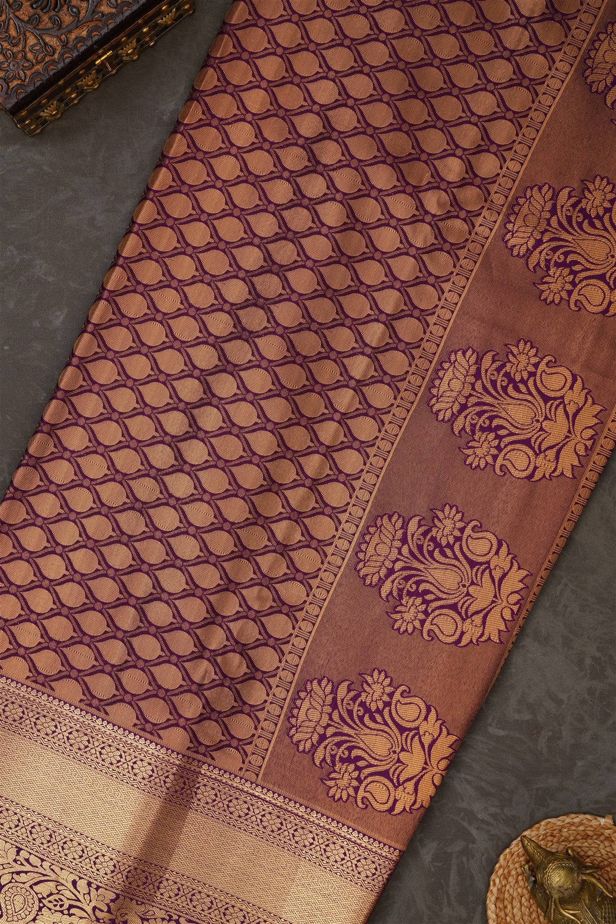 Semi Kanchipuram Silk Blend Sea Green Saree
