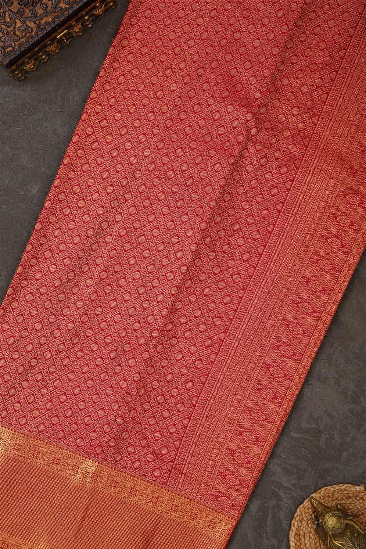 Semi Kanchipuram Silk Blend Baby Pink Saree