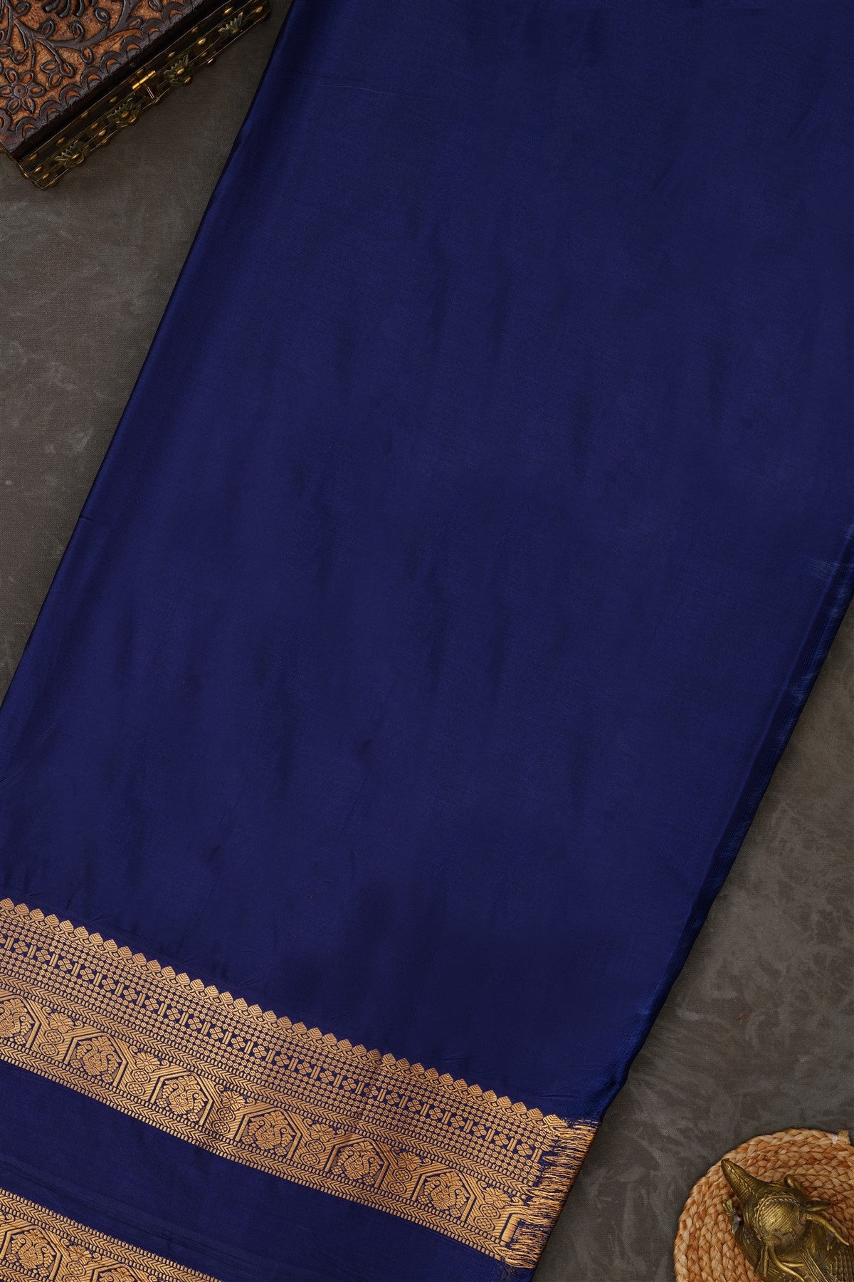 Semi Kanchipuram Silk Blend Blue Saree
