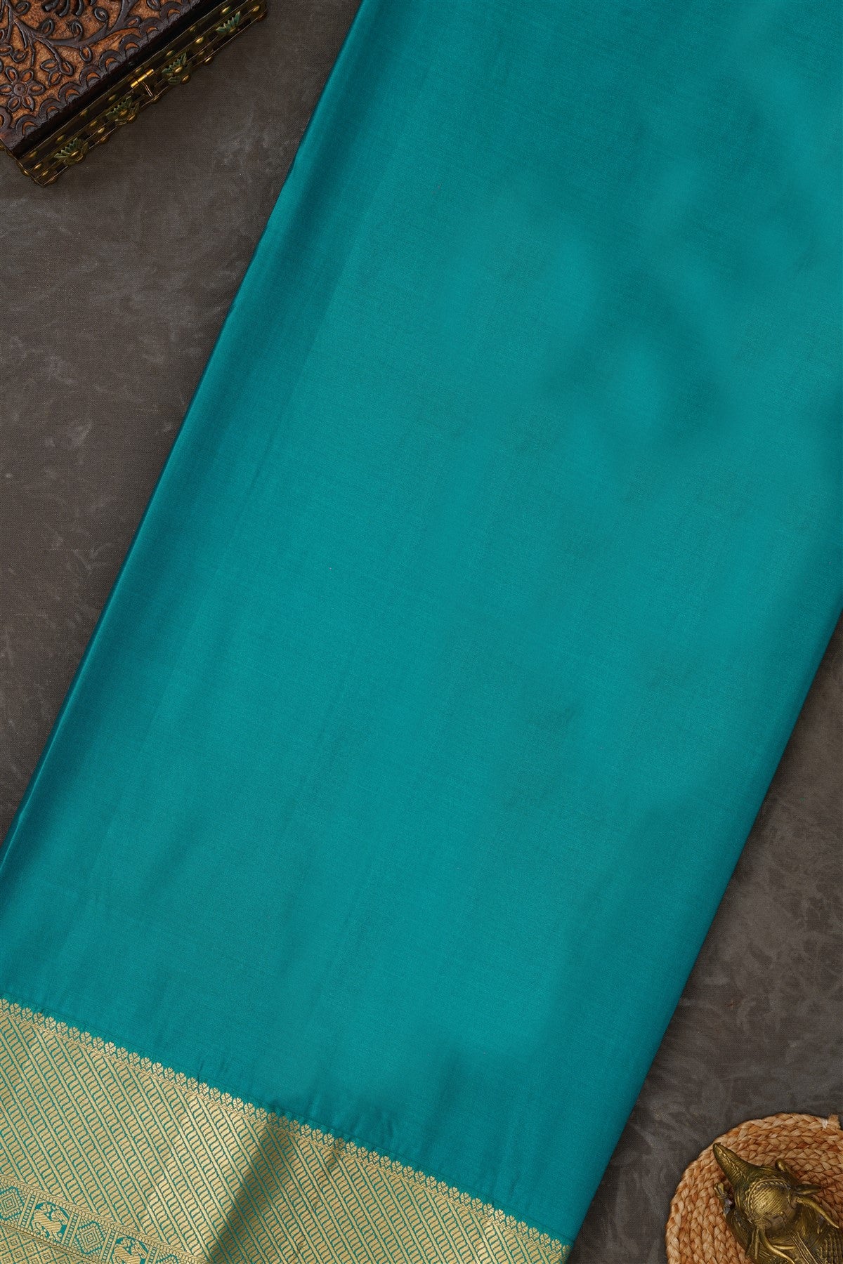 Semi Kanchipuram Silk Blend Brown Saree
