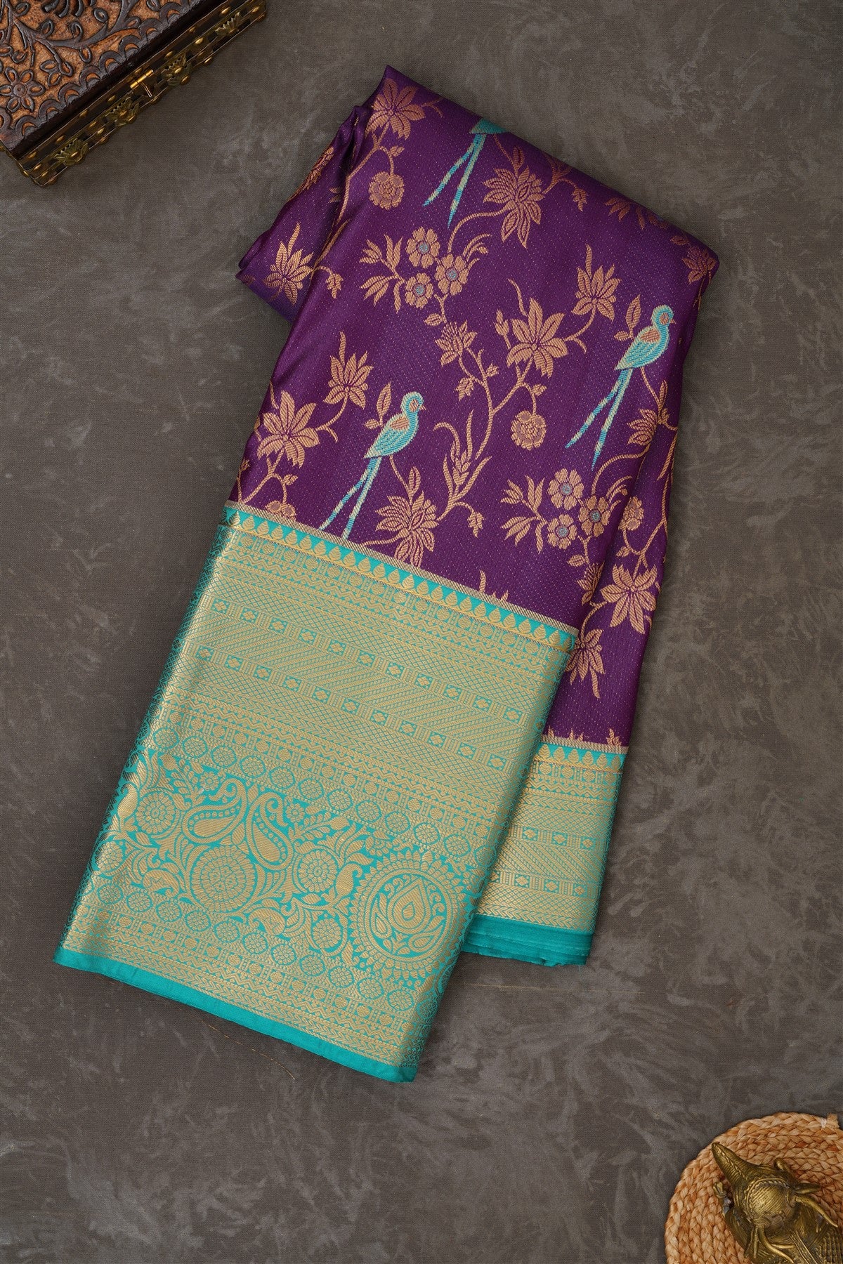 Semi Kanchipuram Silk Blend Magenta Saree