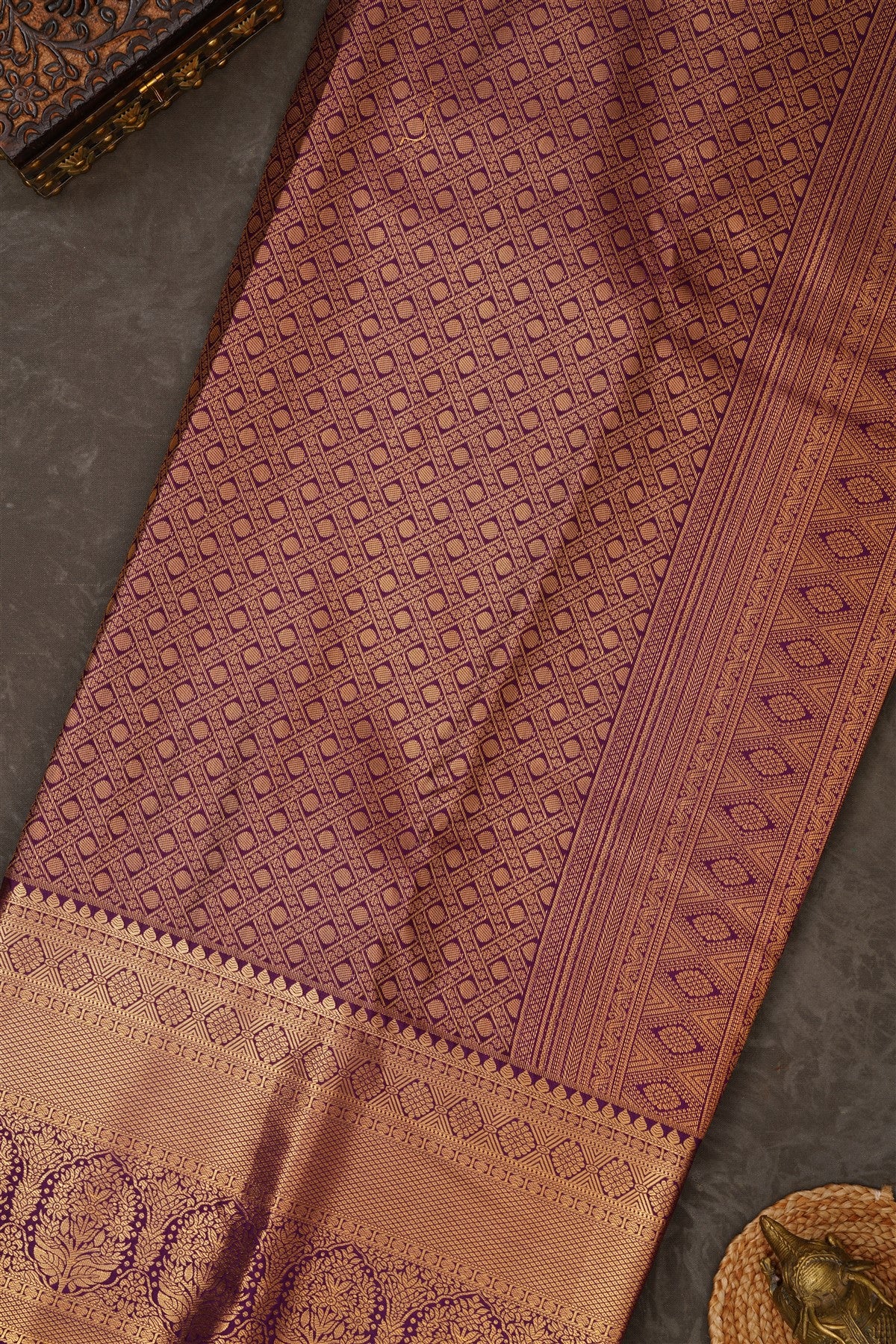 Semi Kanchipuram Silk Blend Pink Saree