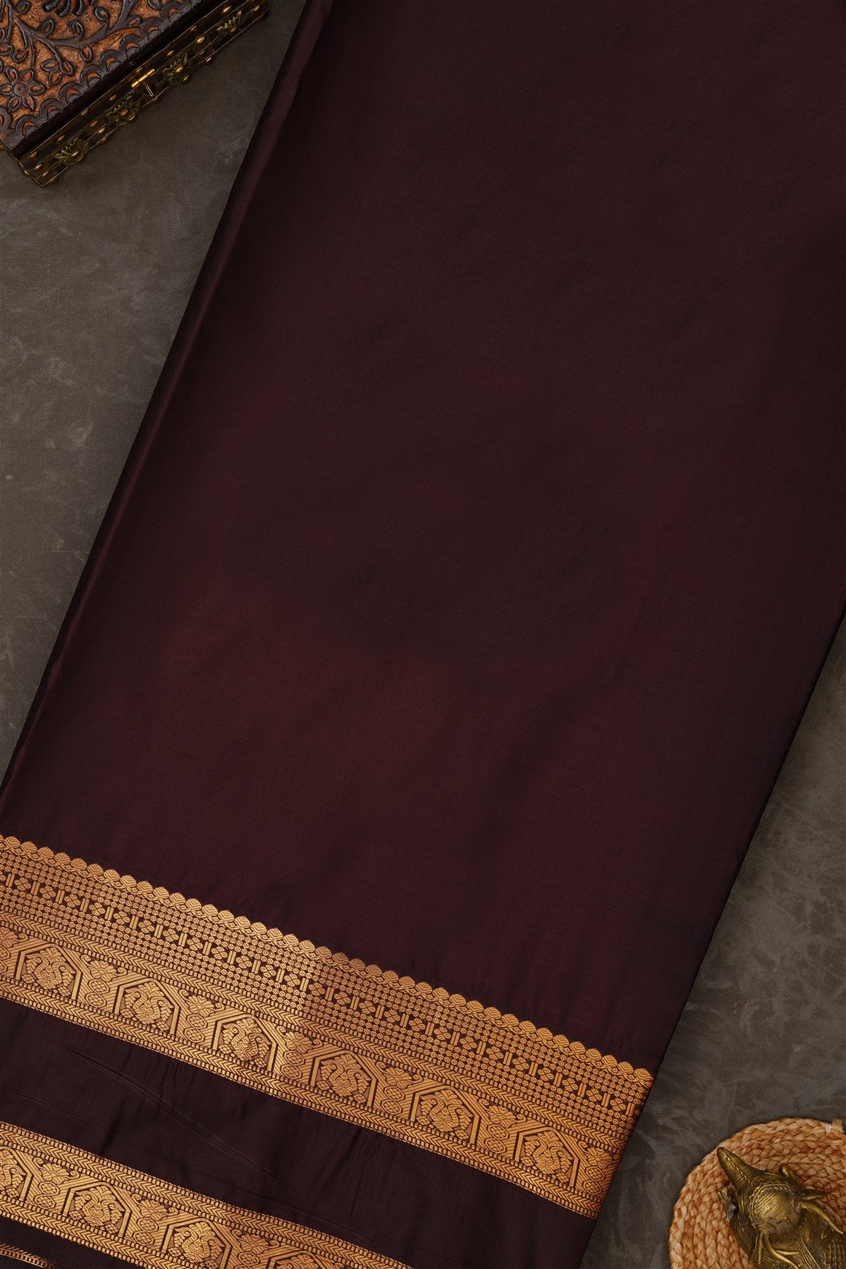 Semi Kanchipuram Silk Blend Rama Green Saree