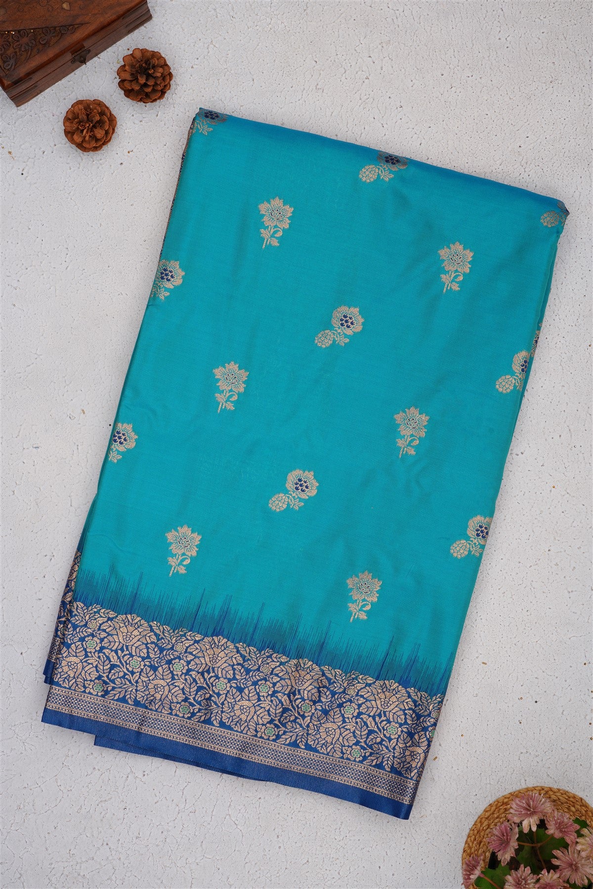 Banarasi Soft Satin Blue Saree