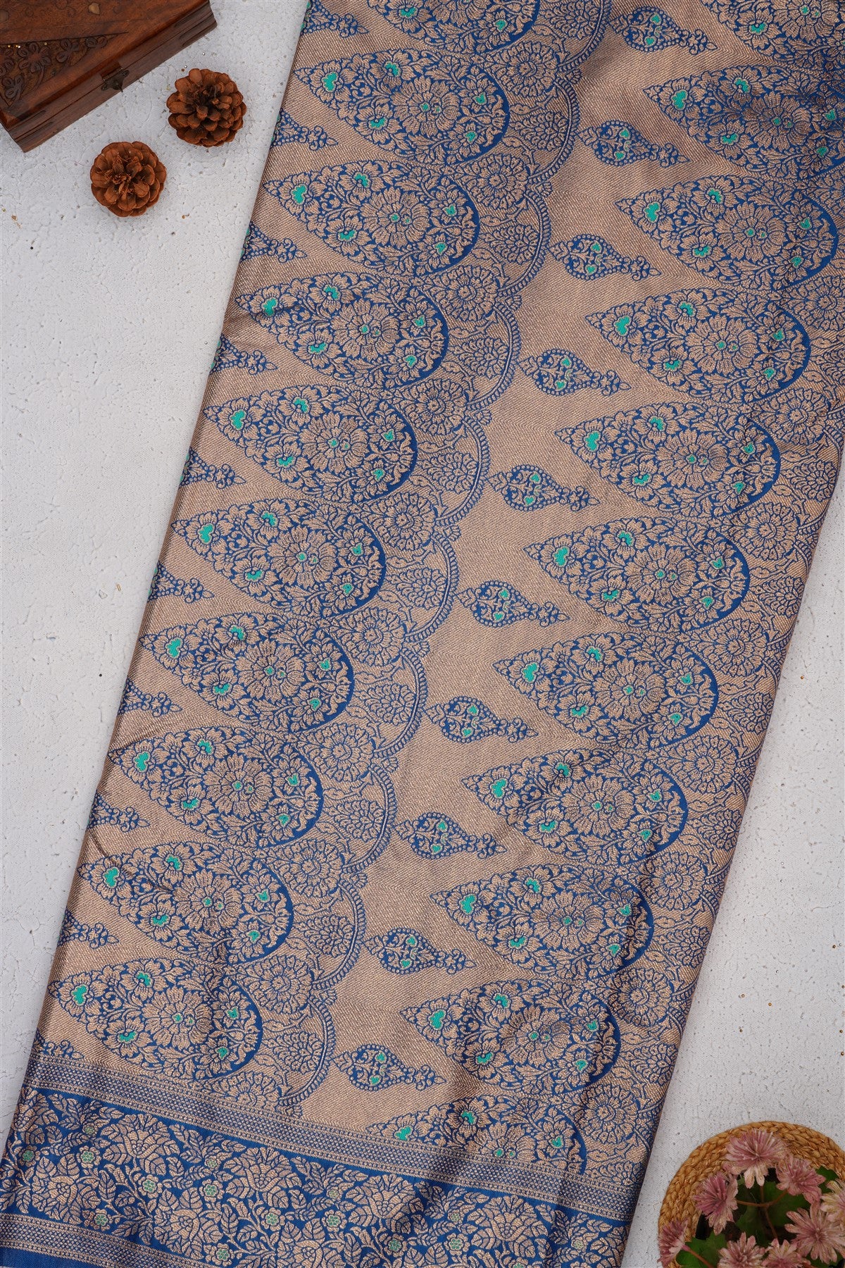 Banarasi Soft Satin Blue Saree