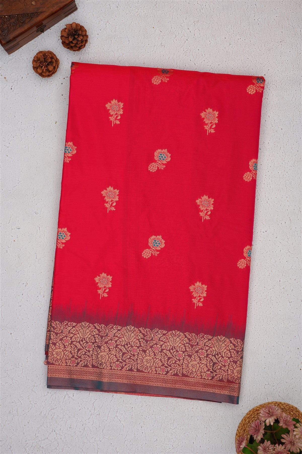 Banarasi Soft Satin Dark Pink Saree