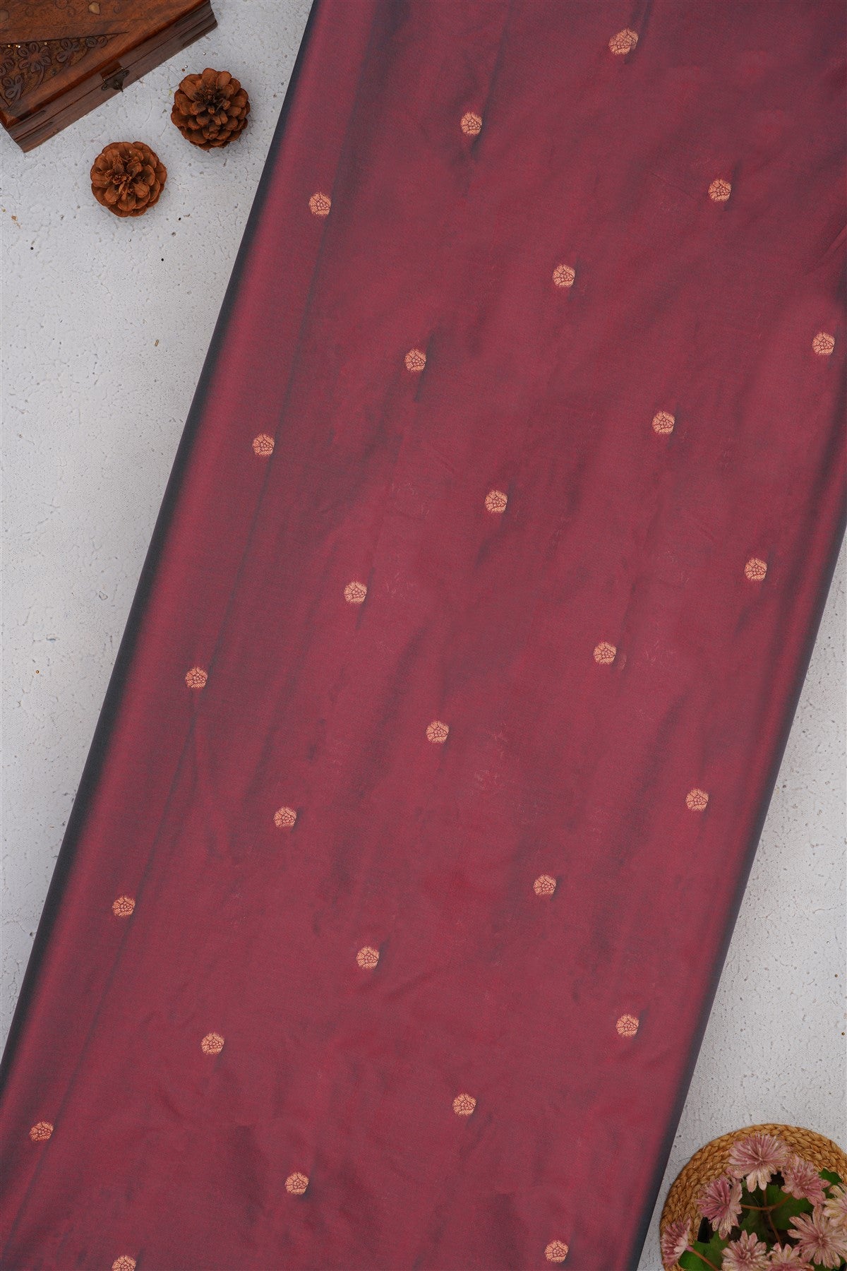 Banarasi Soft Satin Dark Pink Saree