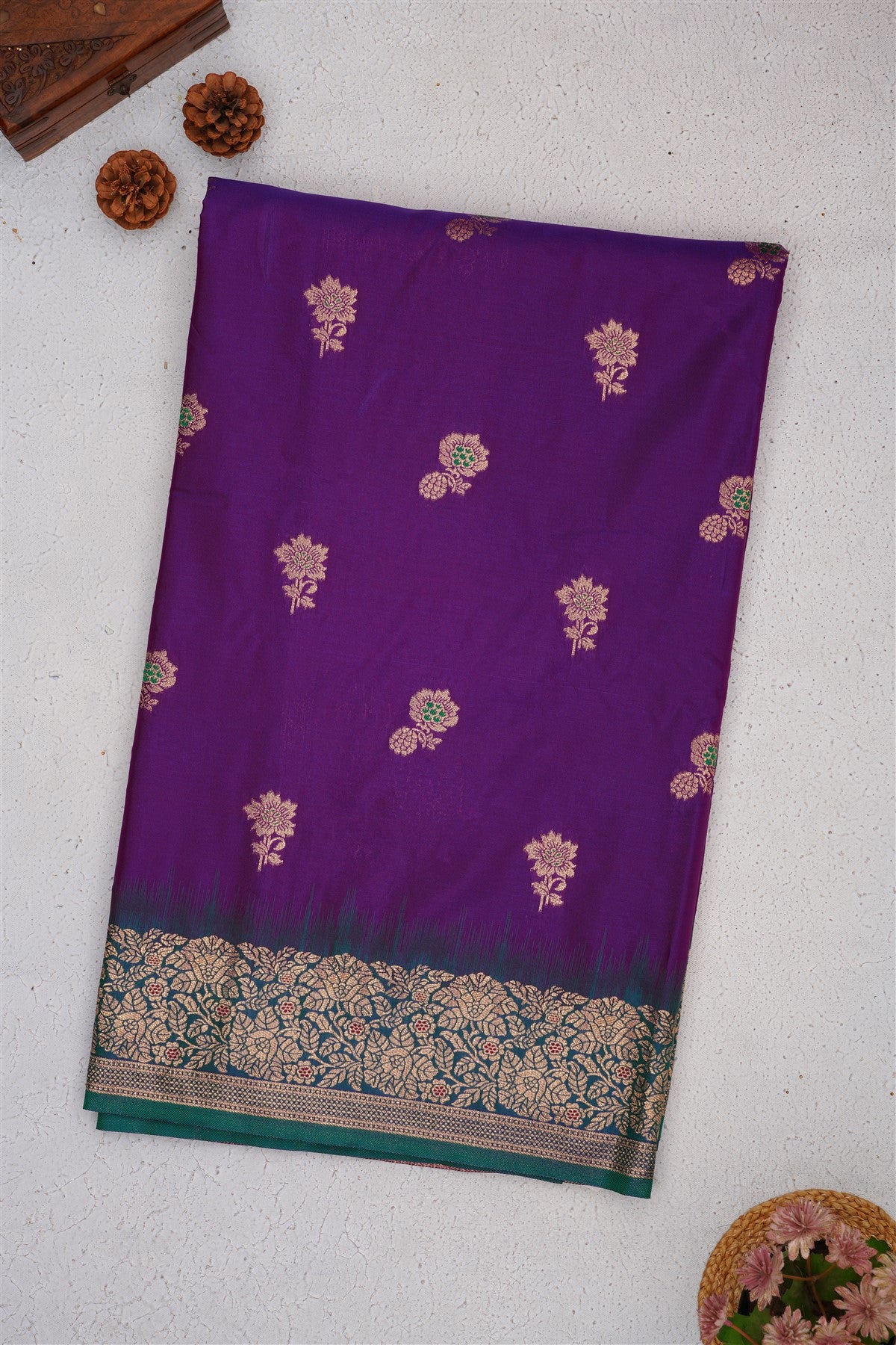 Banarasi Soft Satin Purple Saree