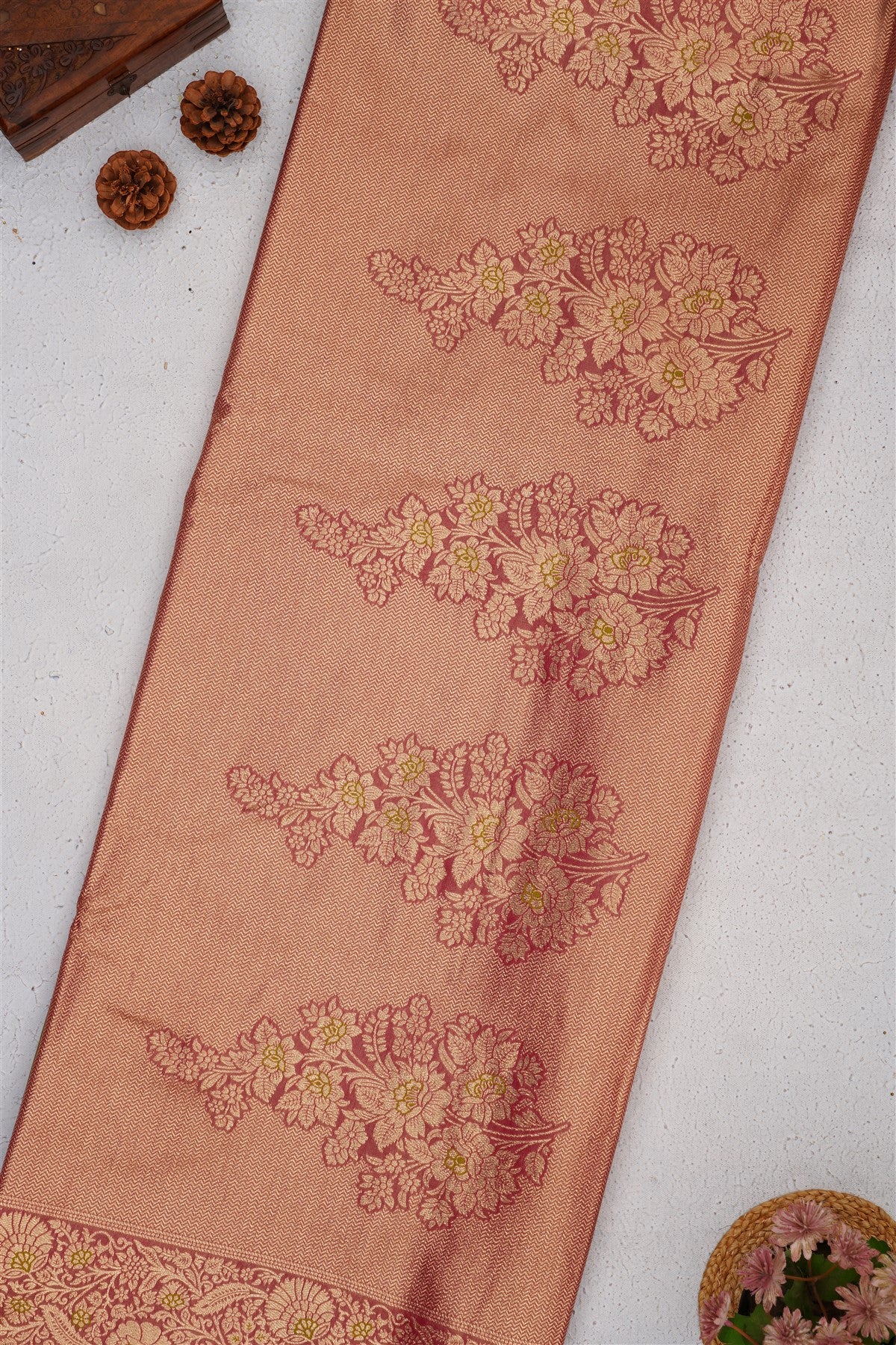 Banarasi Soft Satin Olive Green Saree