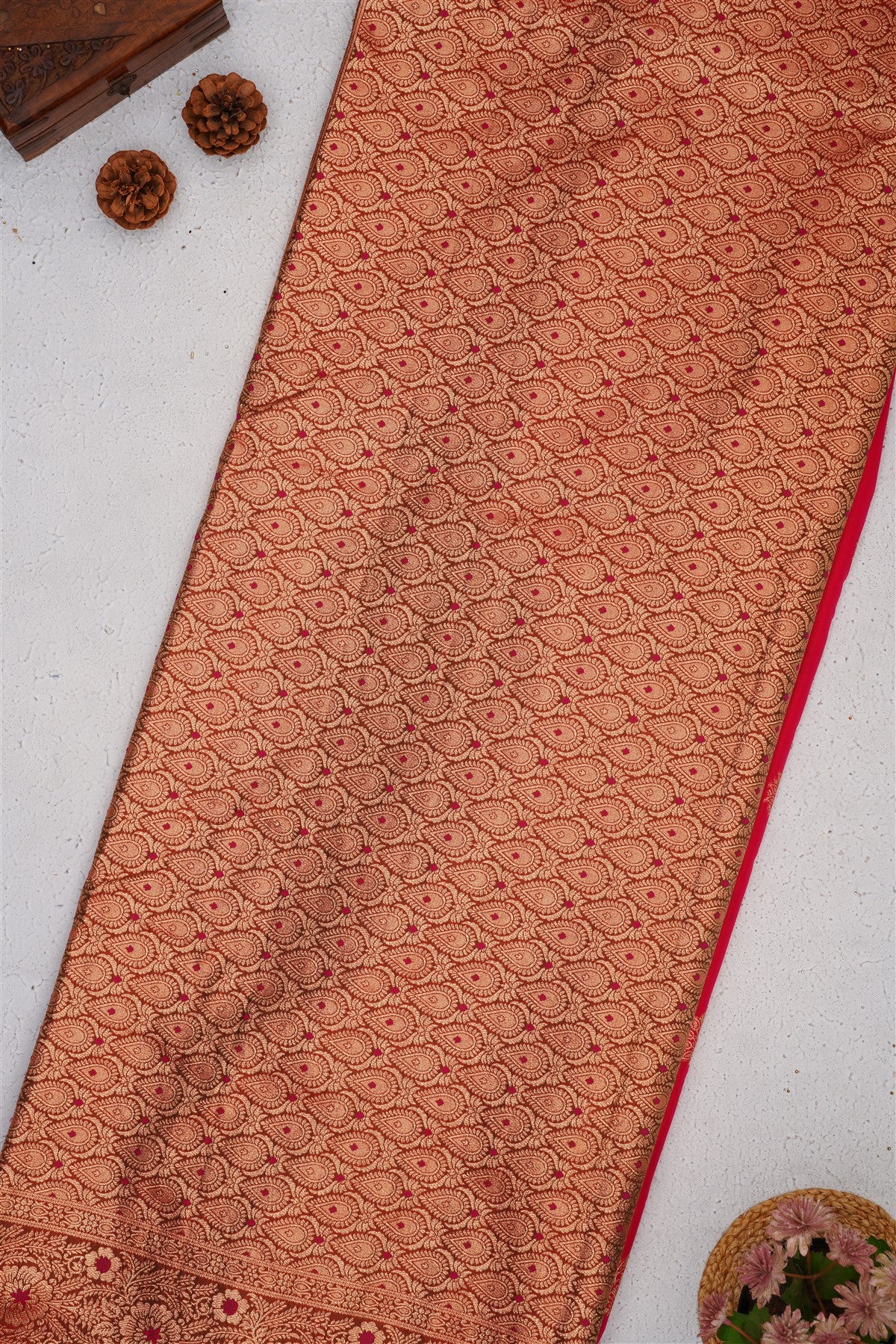 Banarasi Soft Satin Dark Pink Saree