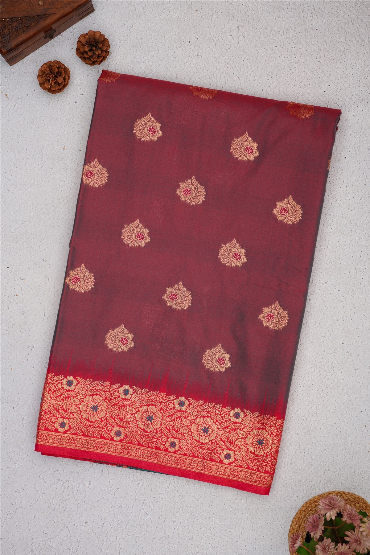 Banarasi Soft Satin Grey Saree