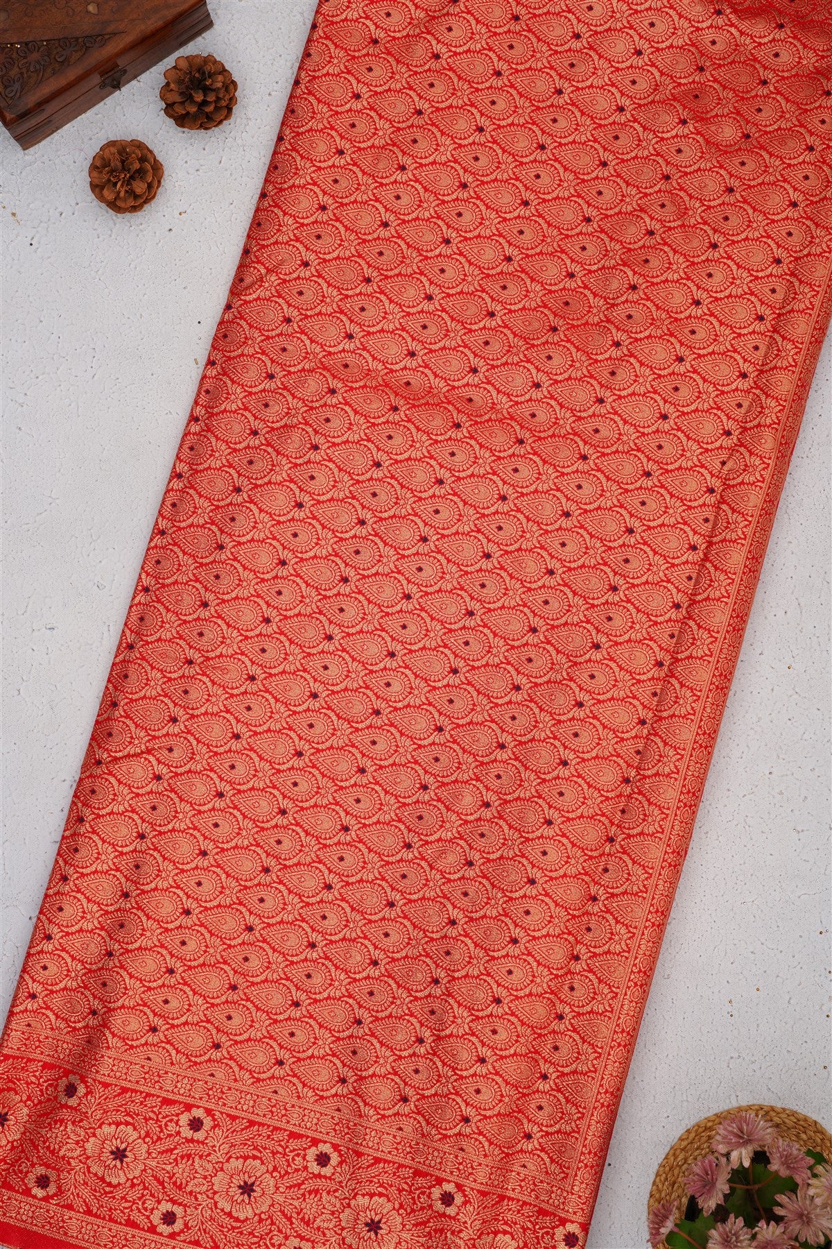 Banarasi Soft Satin Maroon Saree