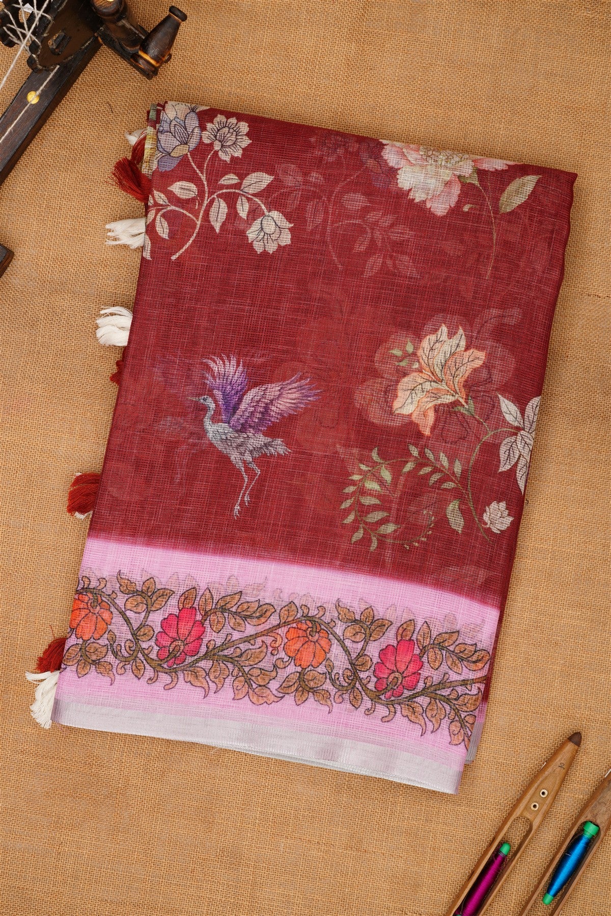 Fancy Kota Maroon Saree