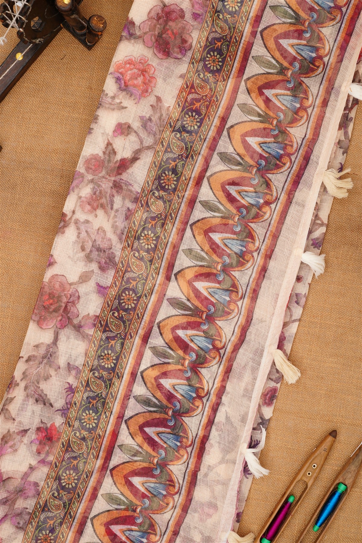Fancy Kota Cream Saree