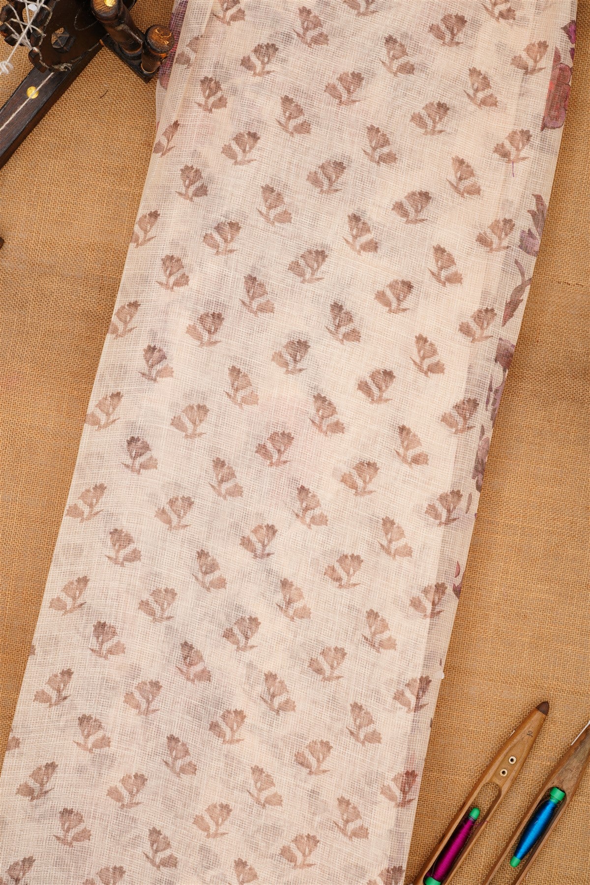 Fancy Kota Cream Saree