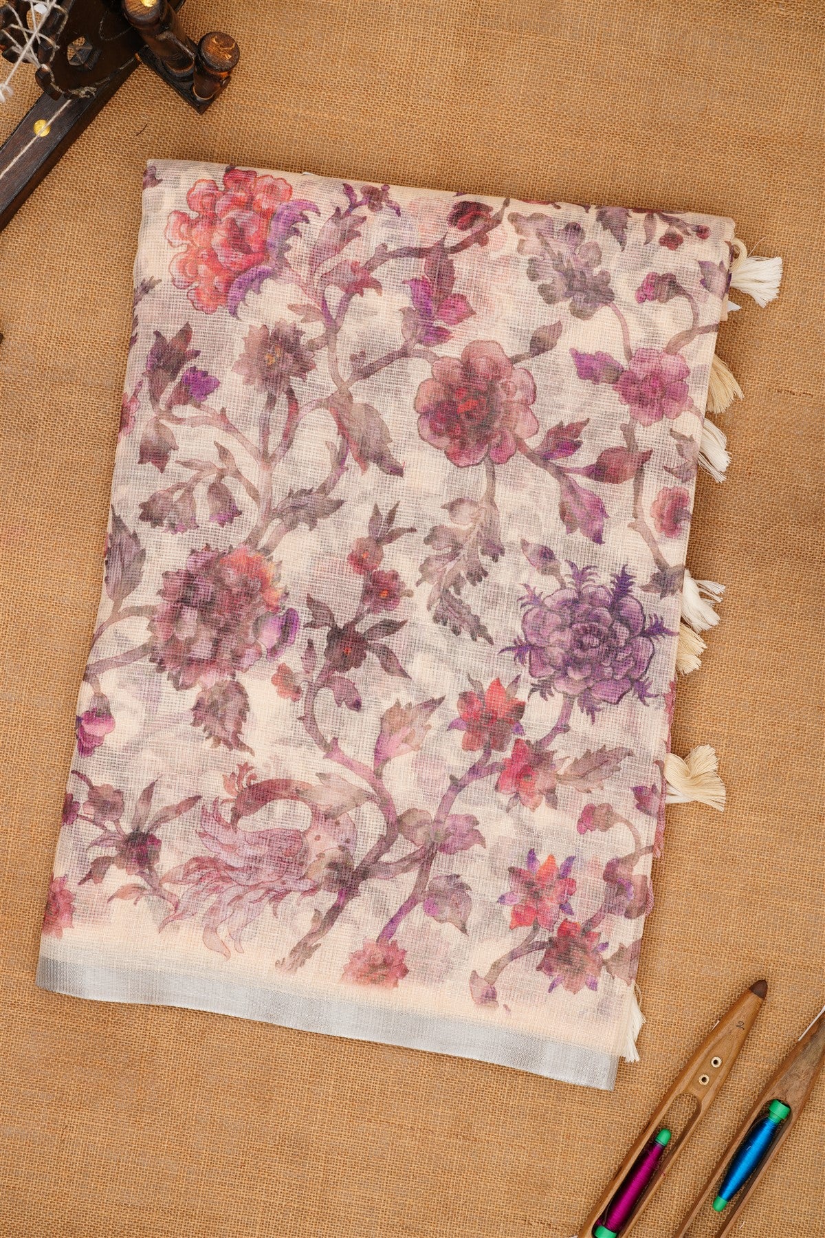 Fancy Kota Cream Saree