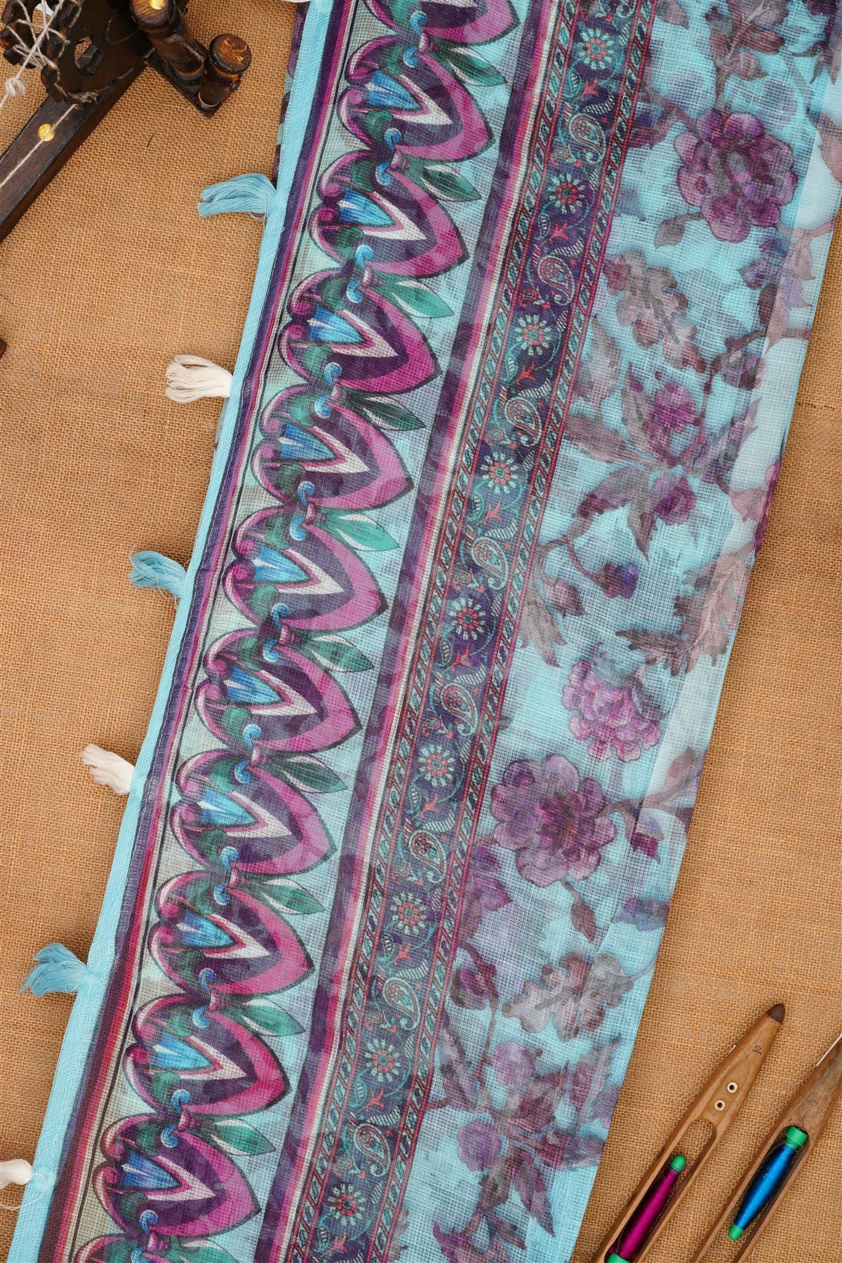 Fancy Kota Light Blue Saree