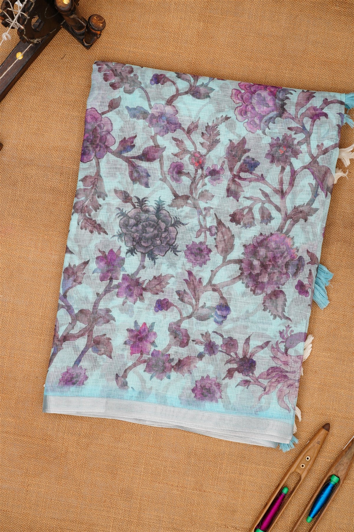 Fancy Kota Light Blue Saree