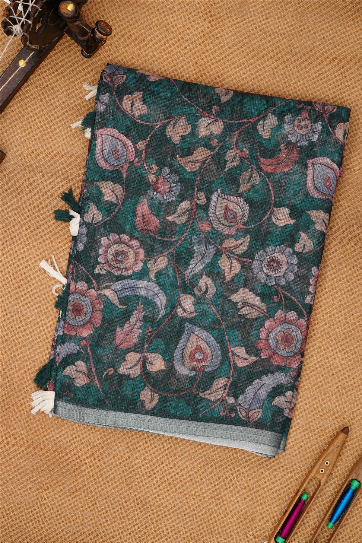 Fancy Kota Dark Green Saree
