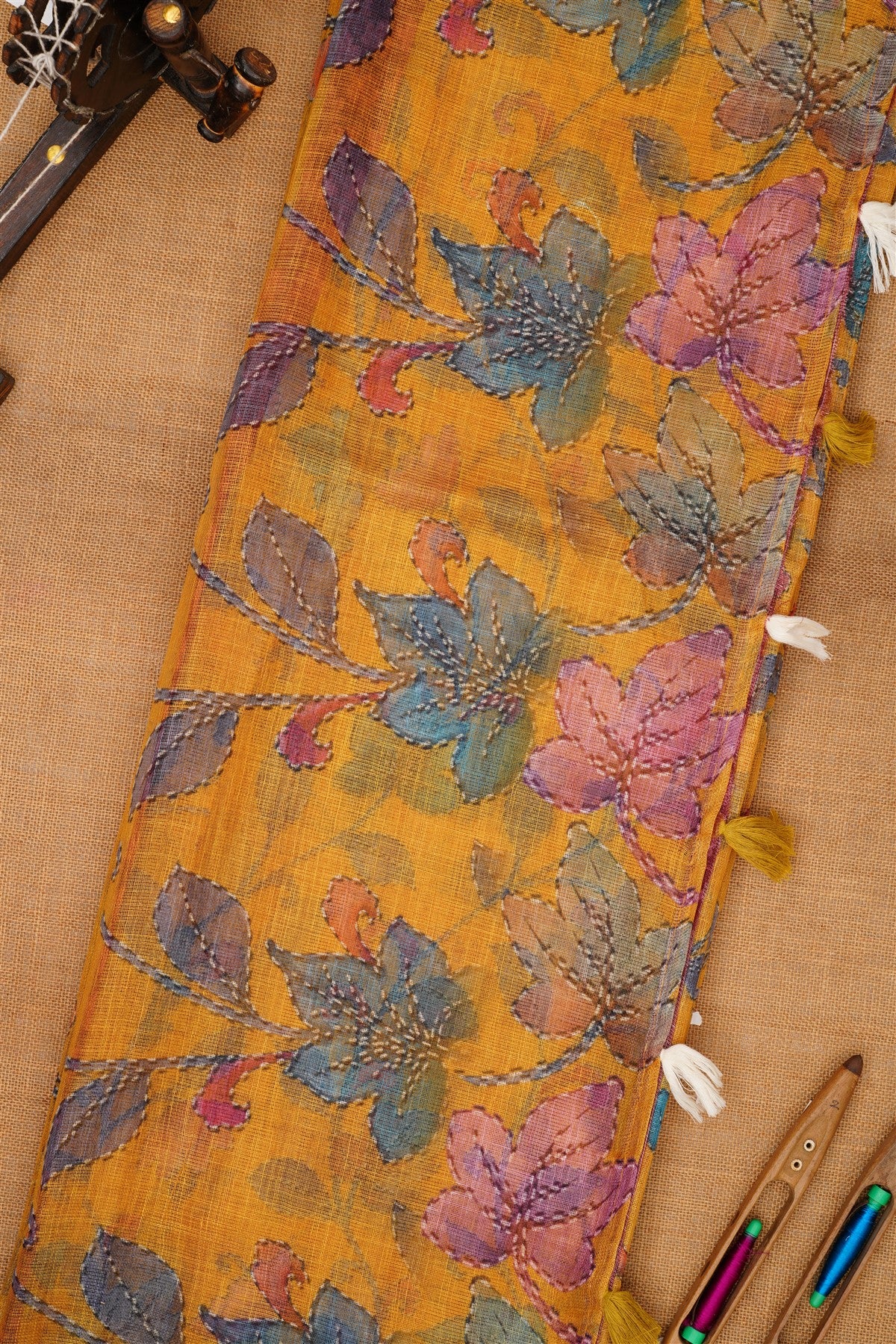 Fancy Kota Lime Green Saree
