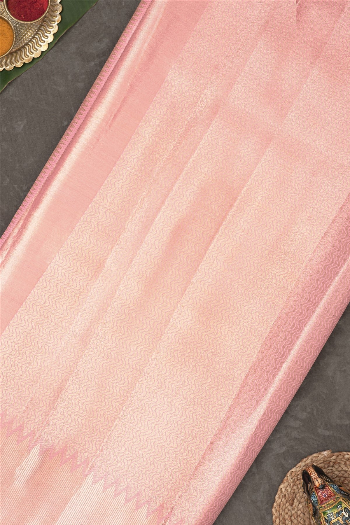 Semi Pattu Silk Blend Baby Pink Saree