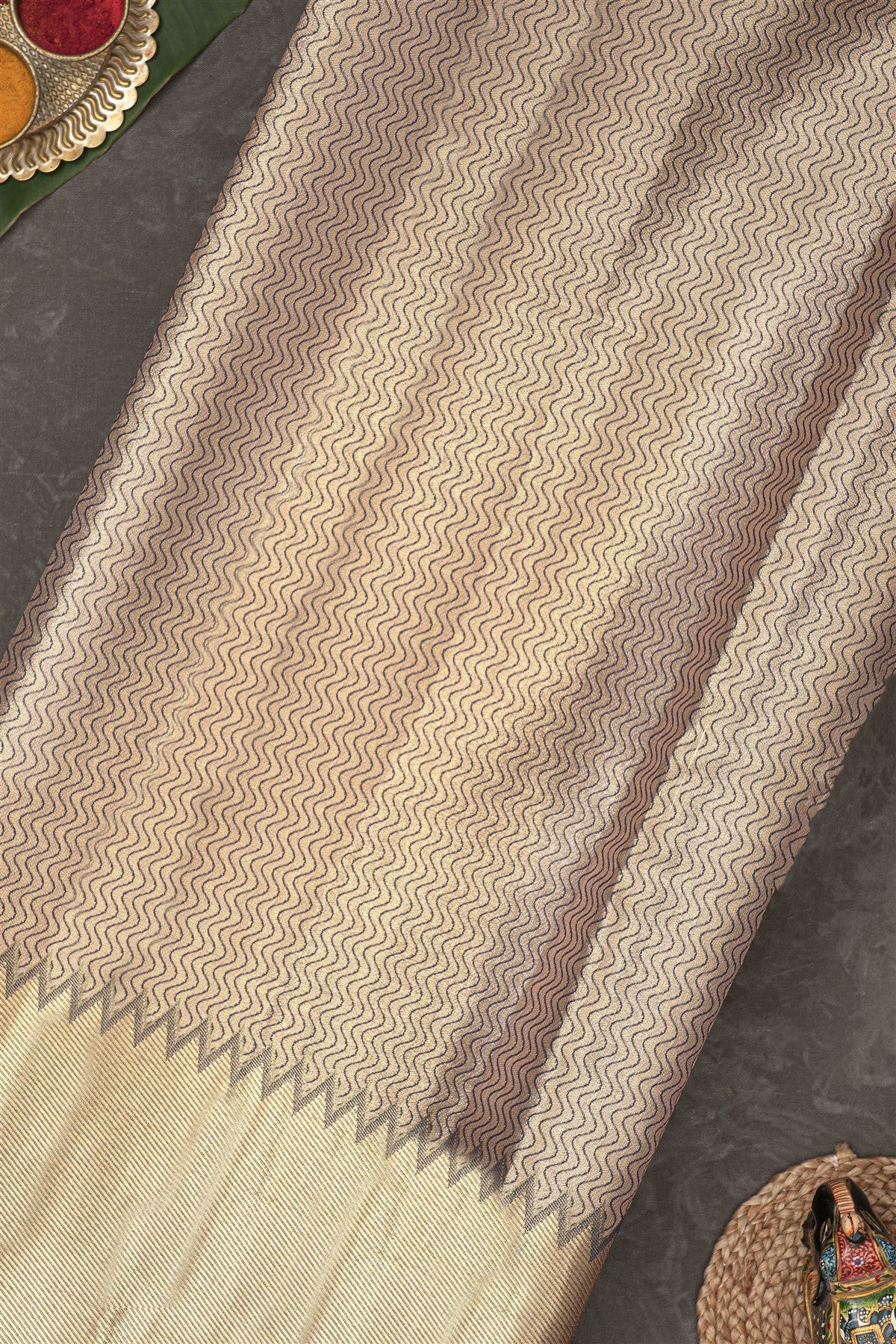 Semi Pattu Silk Blend Grey Saree