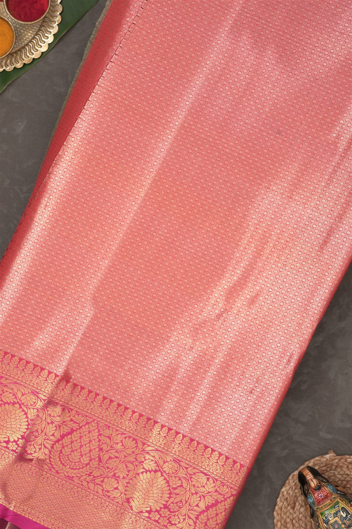 Semi Pattu Silk Blend Orange Saree