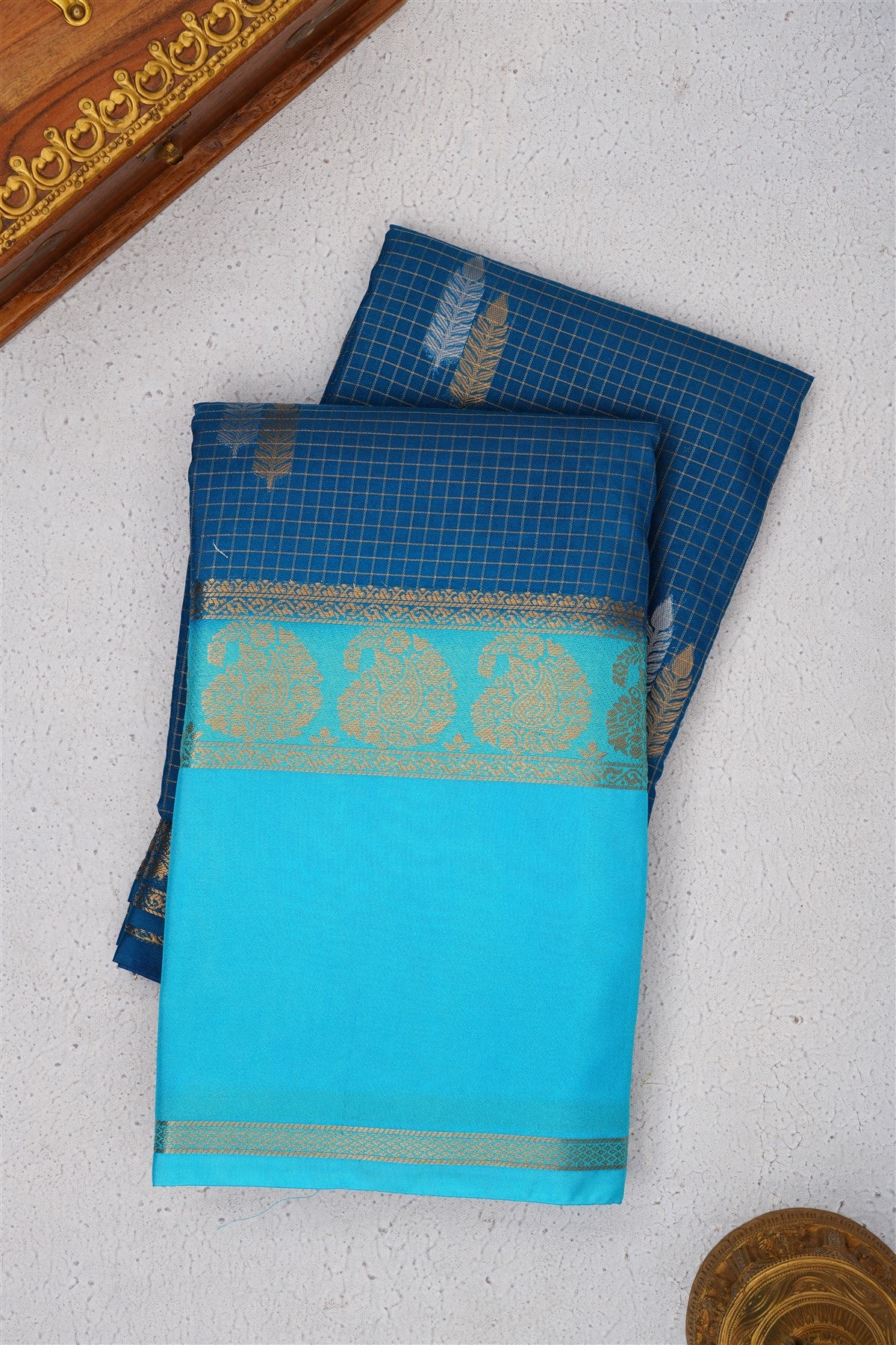 Mysore Crepe Silk Dark Blue Saree