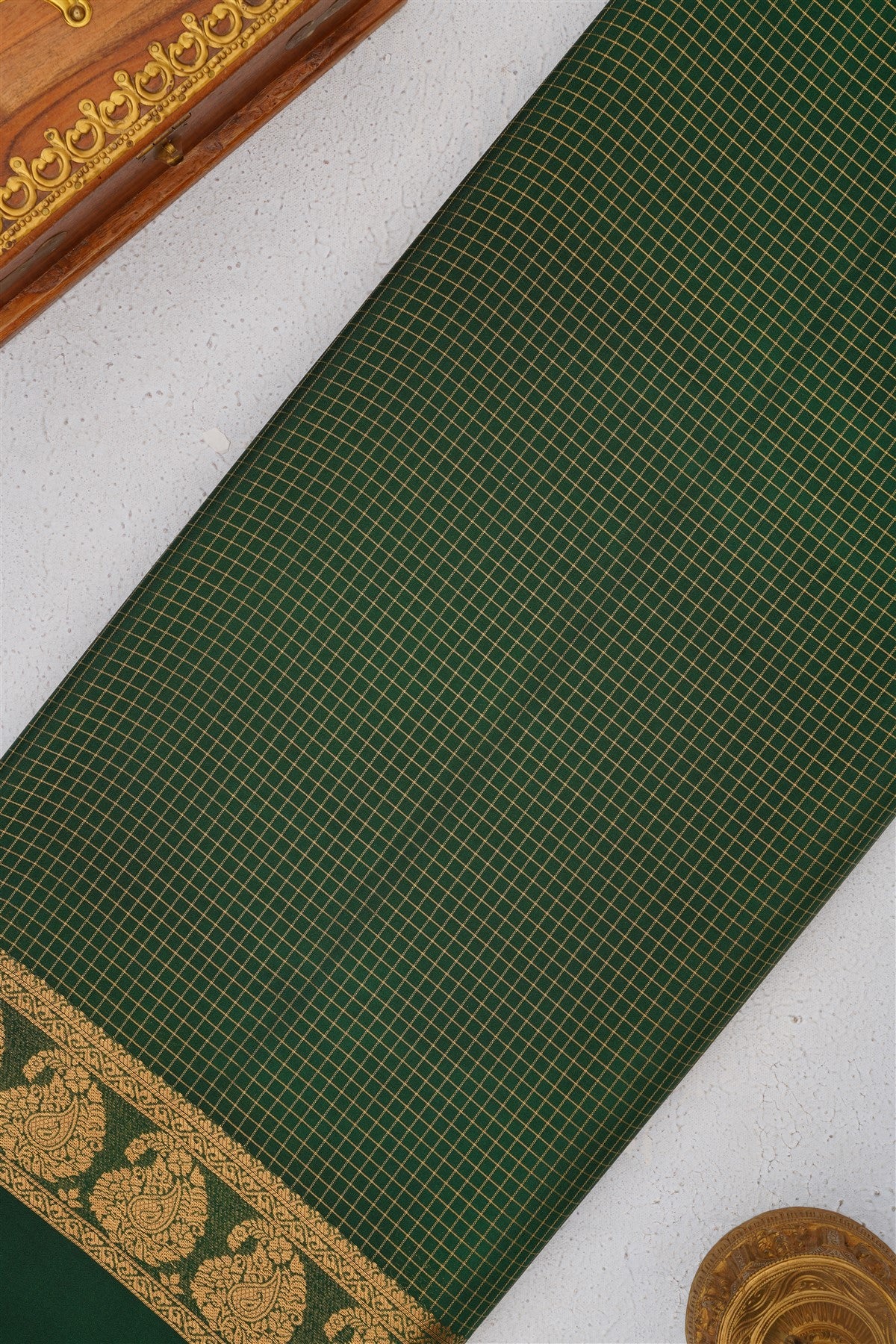 Mysore Crepe Silk Sea Green Saree
